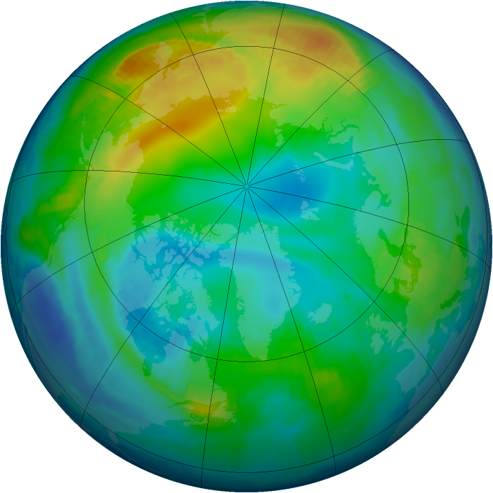 Arctic ozone map for 16 November 1998